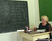 Very old mature teacher rides and sucks at once
